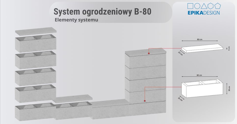 Epika Design Bloczek  System ogrodzeniowy B80